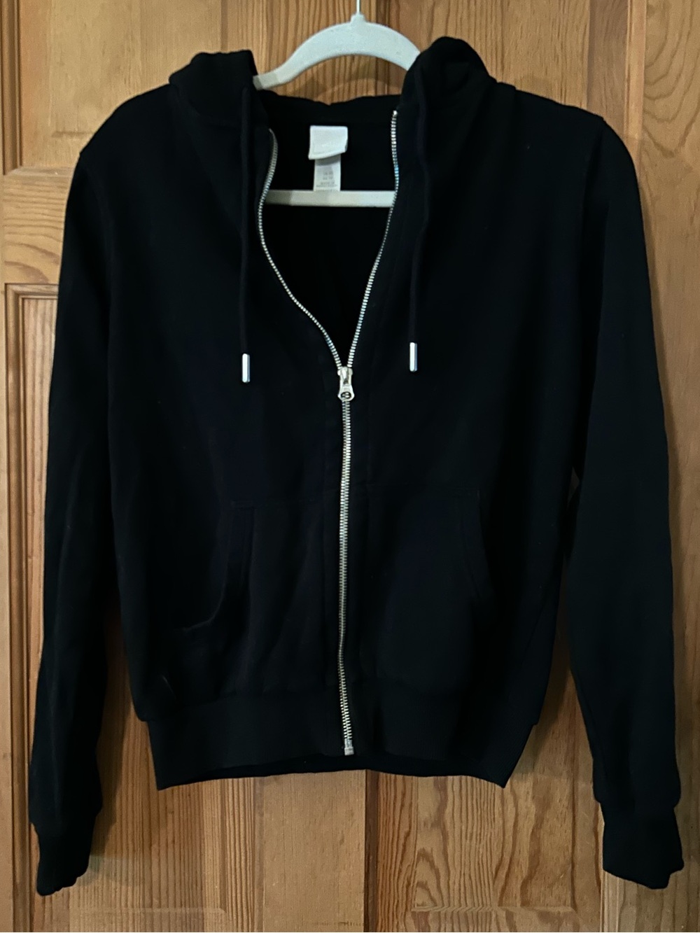 H&M Black Zip Front Hoodie with Drawstring